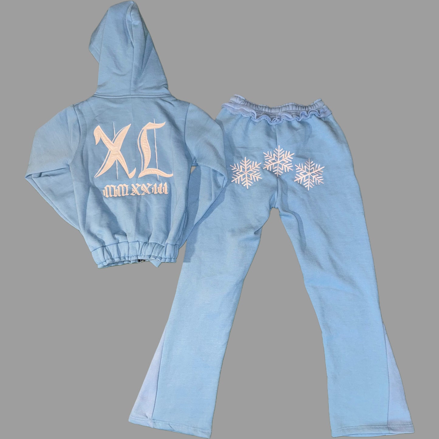 Old English Flakes Cropped Jacket (Blue)