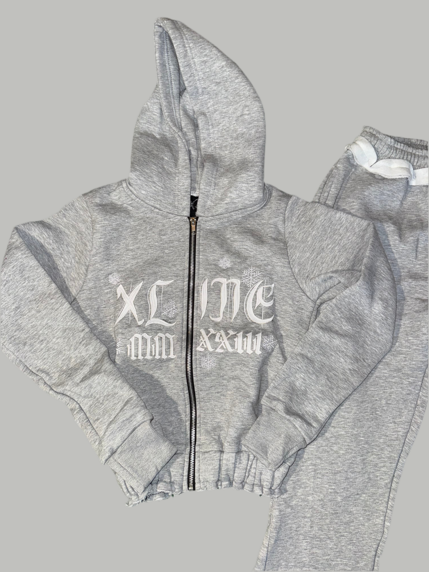 Old English Flakes Cropped Jacket (Gray)