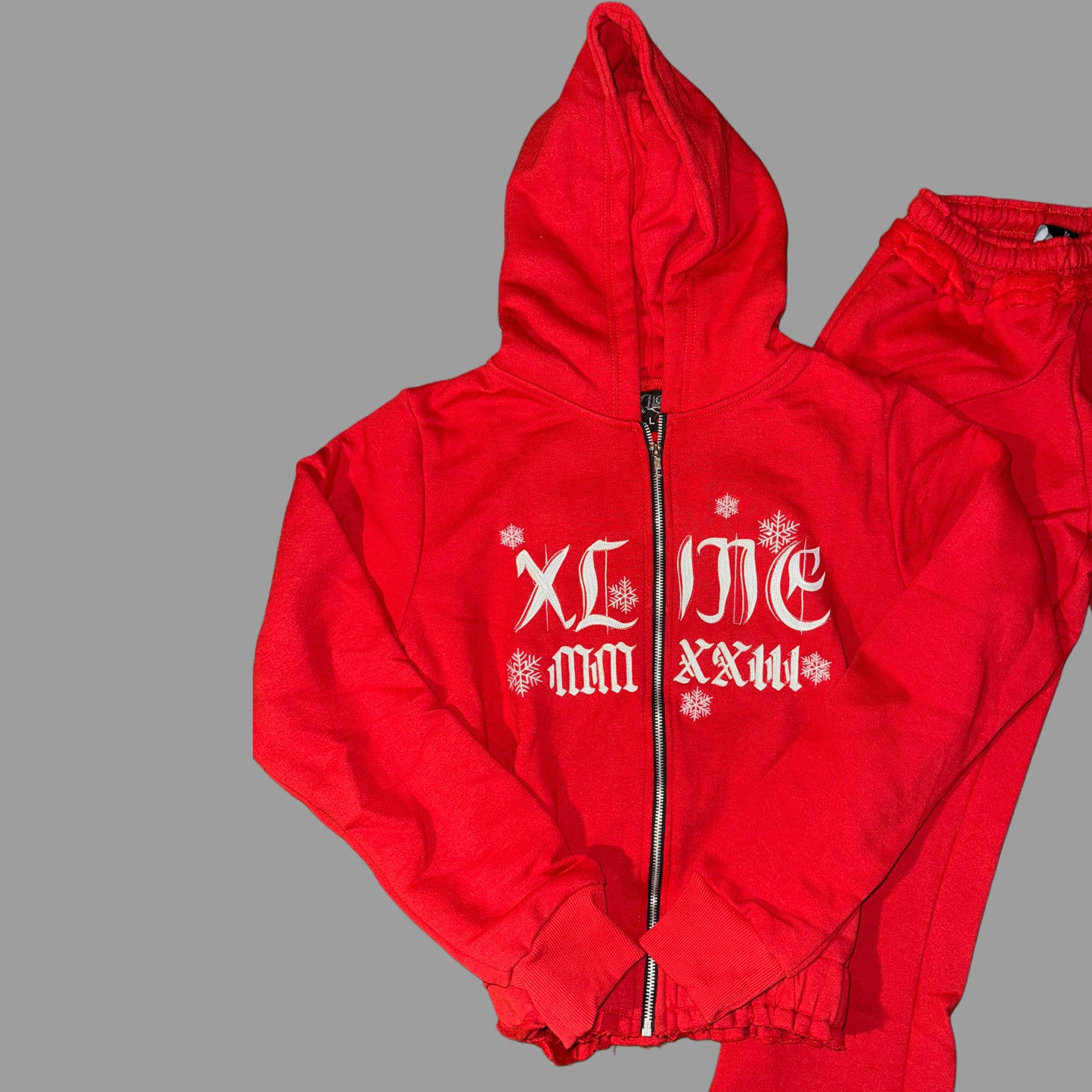 Old English Flakes Cropped Jacket (Red)