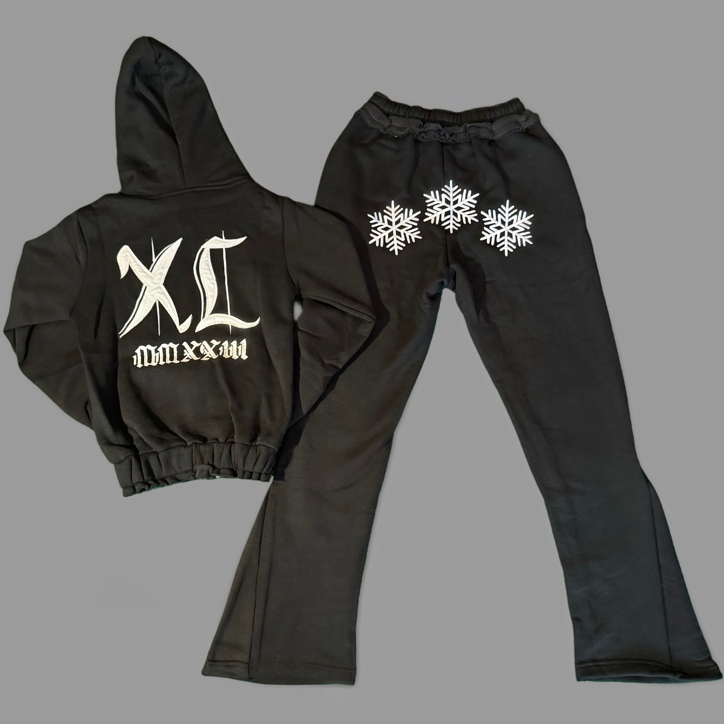 Old English Flakes Cropped Jacket (Black)