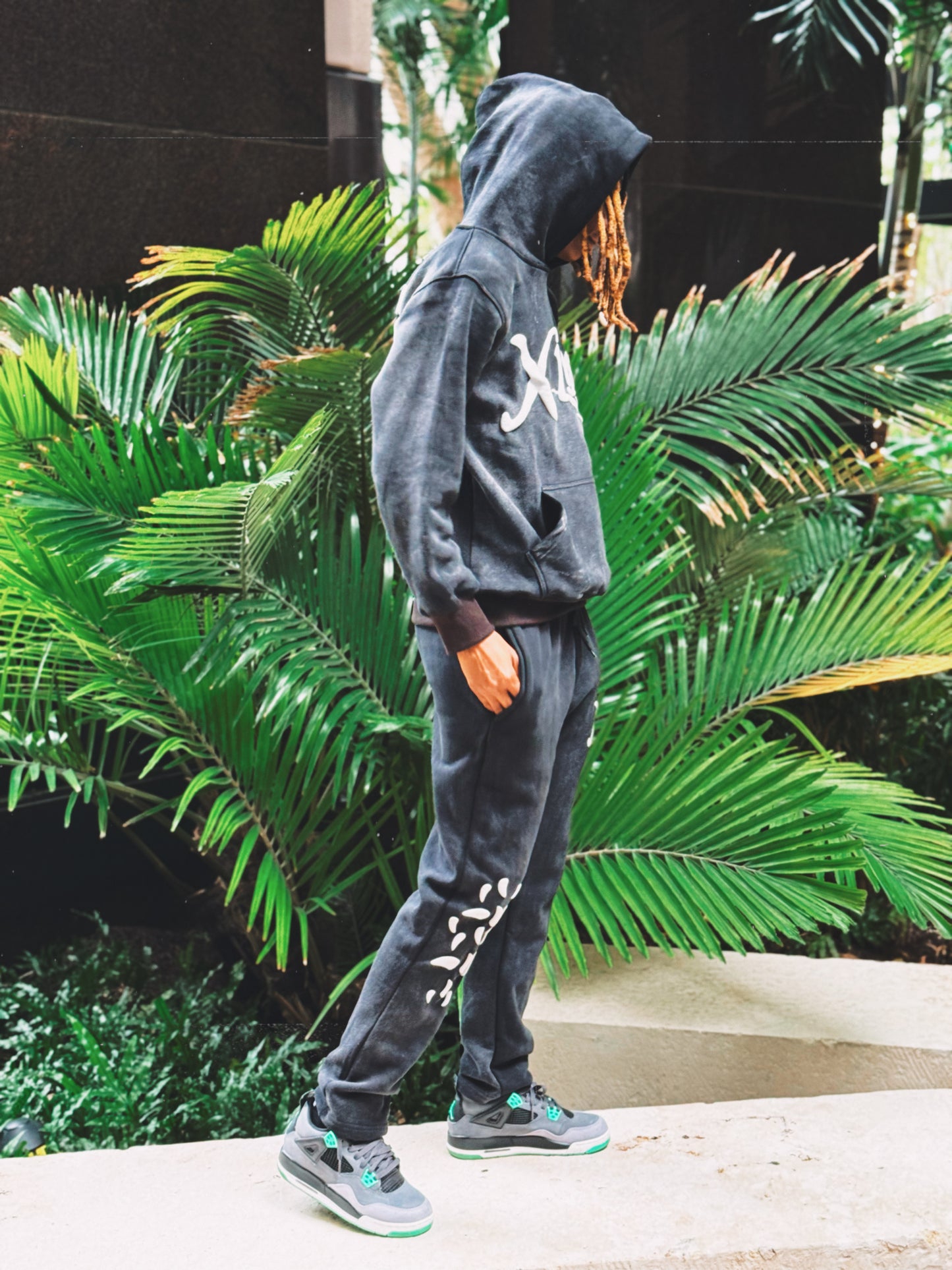 Acid Wash Chrome Pants (Black)