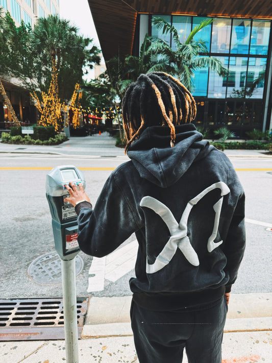 Acid Wash Chrome Hoodie (Black)